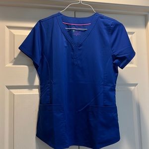 Healing hands blue scrub top size medium